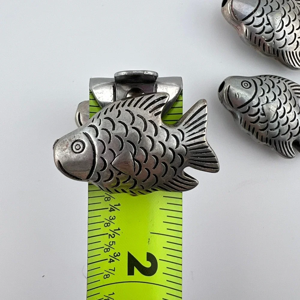 Lot 4 Large Silver Tone‎ Fish Beads Metal Spacer Beads Jewelry Making Nautical